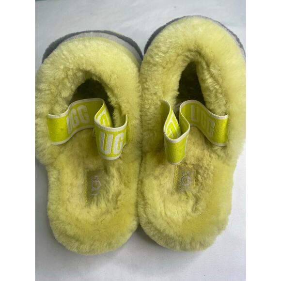 UGG Women's Fluff Yeah Sandal Size 7 Yellow Gray Furry Fuzzy Slipper Slide - Picture 10 of 12